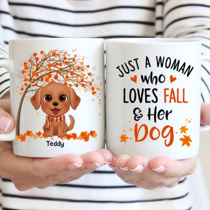 Fall Season Watercolor Cute Dogs Just Girl Who Loves Fall And Her Dogs Personalized Mug