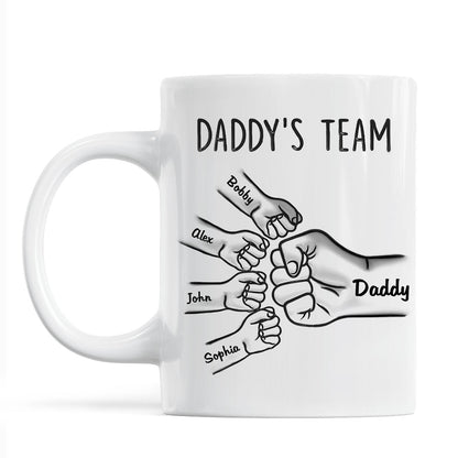 Daddy's Team Fist Bump Outline 3D Inflated Effect Personalized Mug