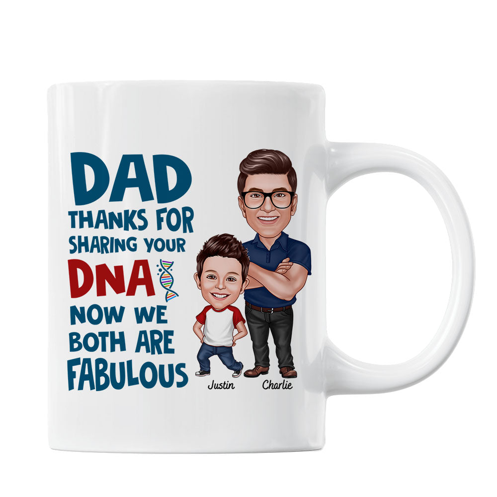 Dad Thanks For Sharing Your DNA Personalized Mug, Father's Day Gift From Son, Daughter
