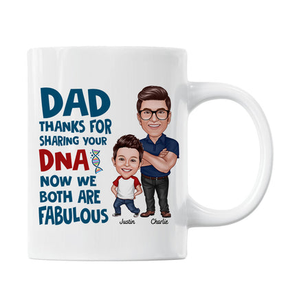 Dad Thanks For Sharing Your DNA Personalized Mug, Father's Day Gift From Son, Daughter