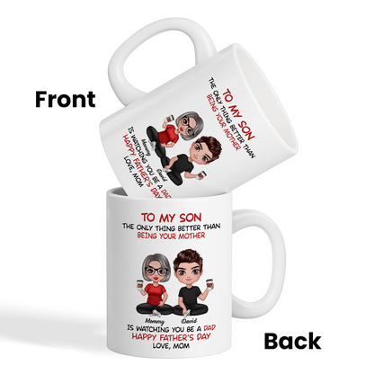 Heartfelt Tribute From Mom To Son Personalized Ceramic Mug, Father's Day Gift For Son