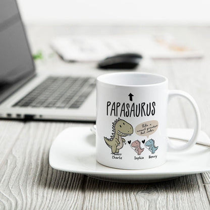 Papasaurus And Kids Cute Style Personalized Mug, Father's Day Gift for Grandpa