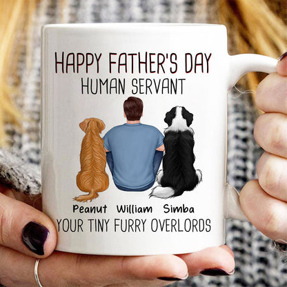 Back View Man And Dog Sitting Happy Father's Day Human Servant Personalized Mug
