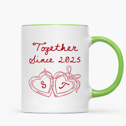 Cheers To Forever Couple Custom Heart Locket - Personalized Mug - Gift For Her, Gift For Him