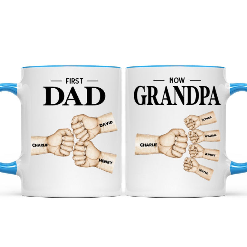 Fist Bump First Dad Now Grandpa Personalized Mug