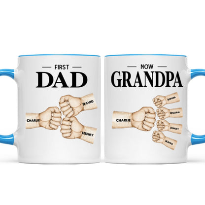 Fist Bump First Dad Now Grandpa Personalized Mug