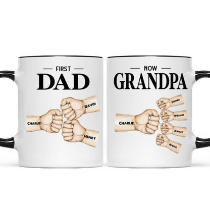 Fist Bump First Dad Now Grandpa Personalized Mug