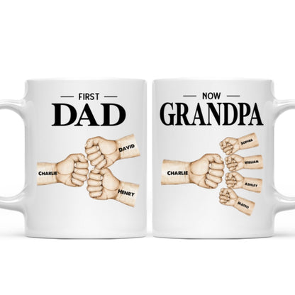 Fist Bump First Dad Now Grandpa Personalized Mug