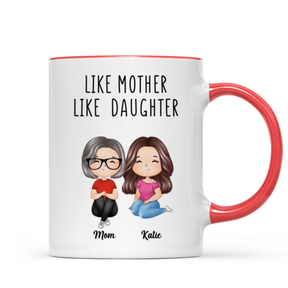 Like Mother Like Daughters Watercolor Style Women Sitting Gift For Mom Daughters Personalized Mug