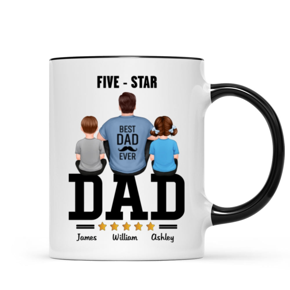 Five - Star Dad Back View Dad And Kids Personalized Mug