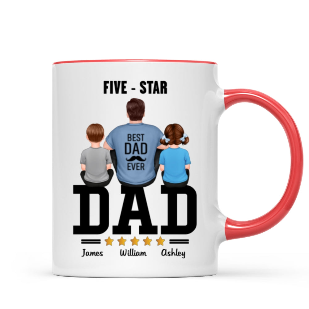 Five - Star Dad Back View Dad And Kids Personalized Mug