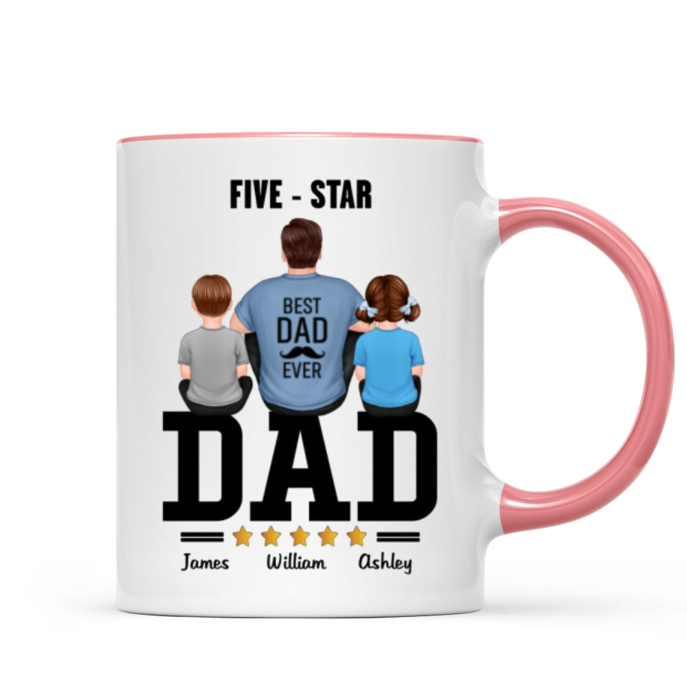 Five - Star Dad Back View Dad And Kids Personalized Mug