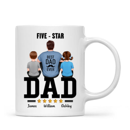 Five - Star Dad Back View Dad And Kids Personalized Mug