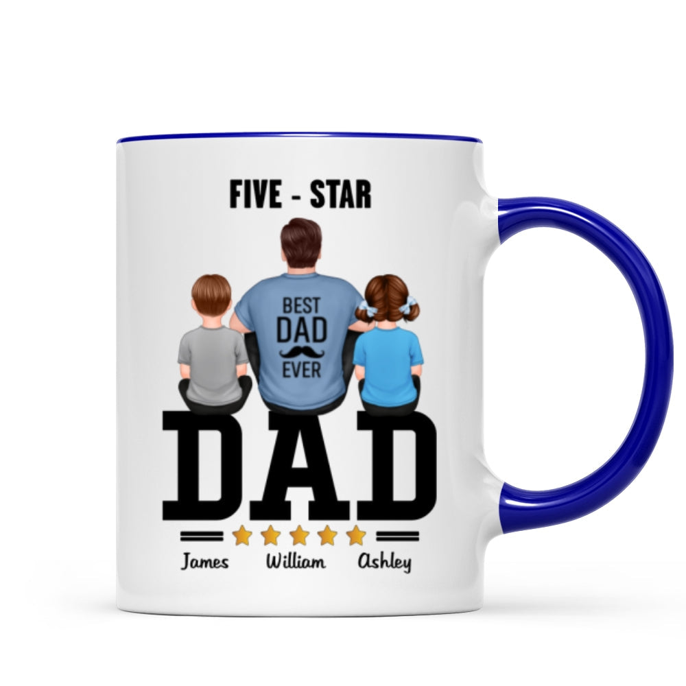 Five - Star Dad Back View Dad And Kids Personalized Mug