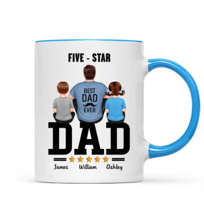 Five - Star Dad Back View Dad And Kids Personalized Mug