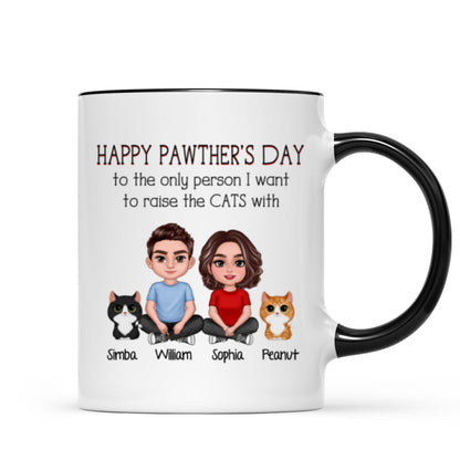 Happy Pawther's Day To The Person I Want To Raise A Dog Cat With Crossed Legs Couple Personalized Mug, Father's Day Gift For Dog Cat Dad