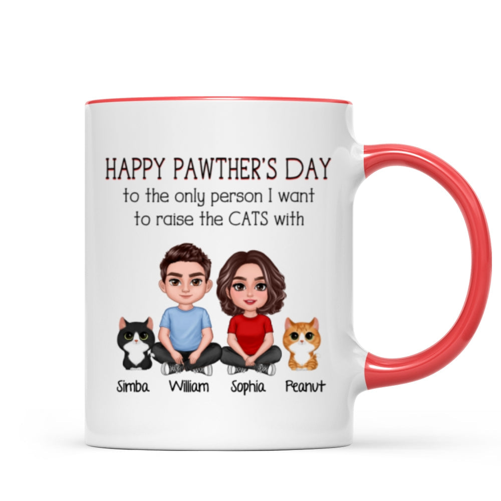 Happy Pawther's Day To The Person I Want To Raise A Dog Cat With Crossed Legs Couple Personalized Mug, Father's Day Gift For Dog Cat Dad