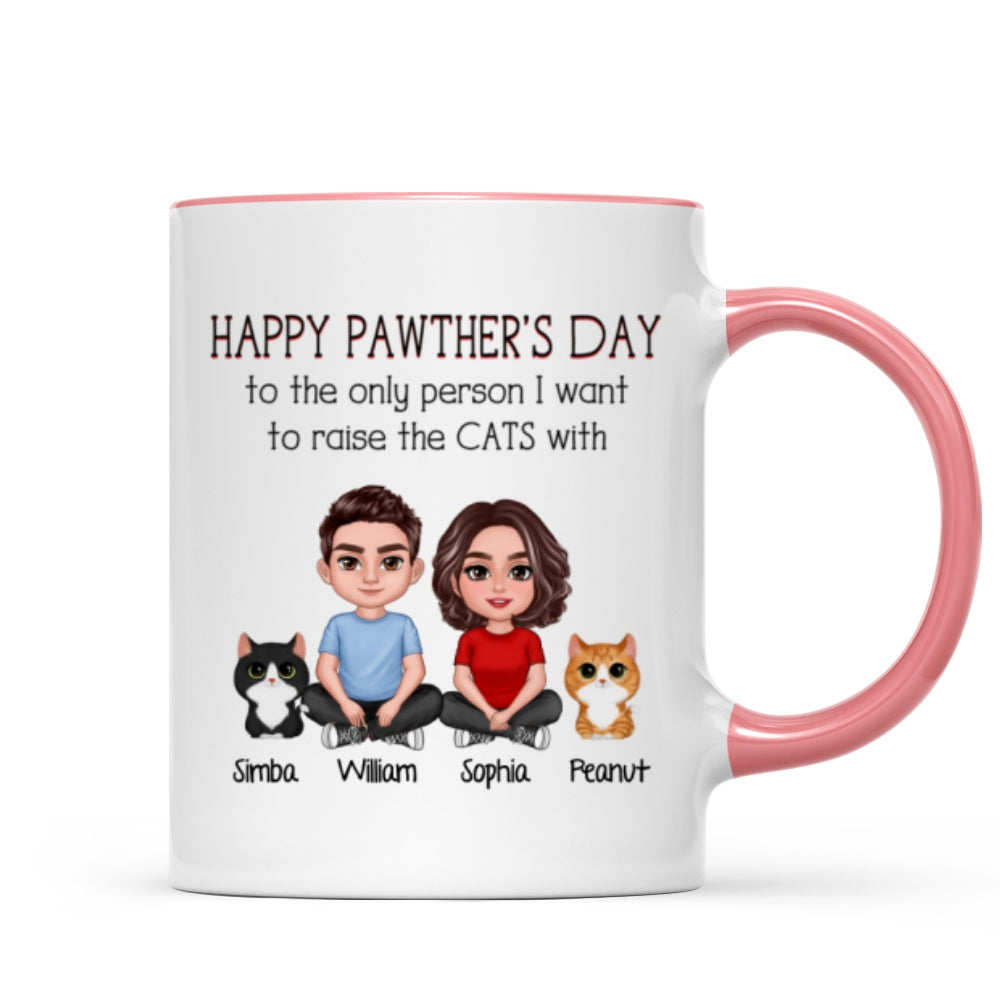 Happy Pawther's Day To The Person I Want To Raise A Dog Cat With Crossed Legs Couple Personalized Mug, Father's Day Gift For Dog Cat Dad
