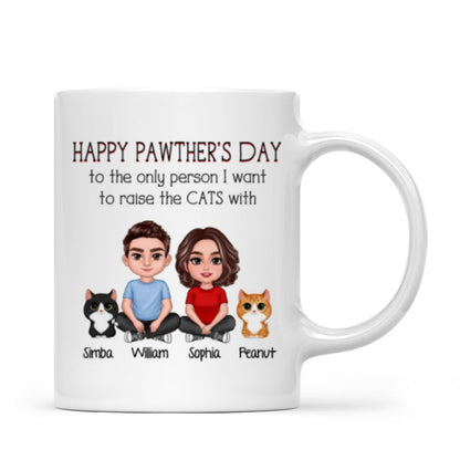 Happy Pawther's Day To The Person I Want To Raise A Dog Cat With Crossed Legs Couple Personalized Mug, Father's Day Gift For Dog Cat Dad