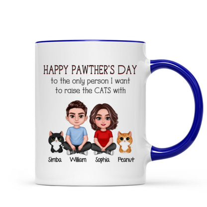 Happy Pawther's Day To The Person I Want To Raise A Dog Cat With Crossed Legs Couple Personalized Mug, Father's Day Gift For Dog Cat Dad