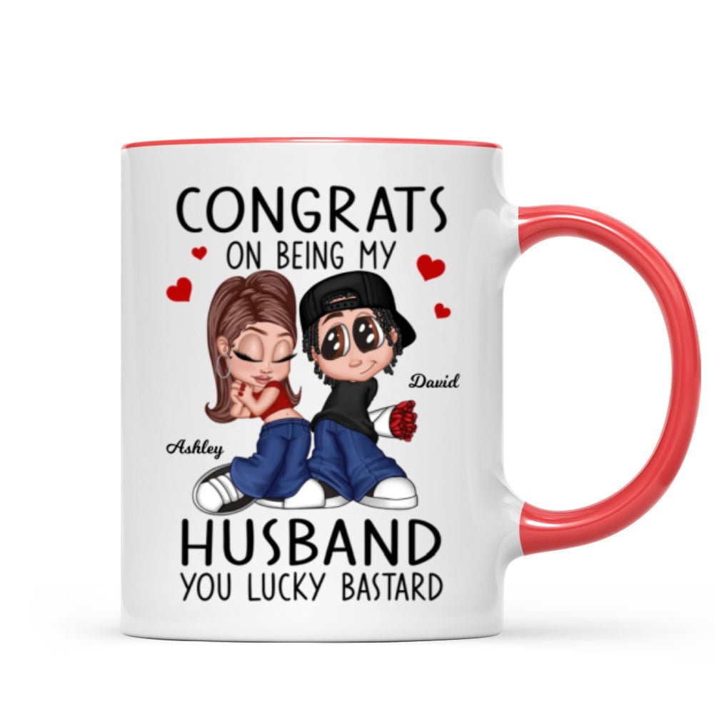 Congrats On Being My Husband You Lucky Bastard, Funny Personalized Mug, Gift For Him
