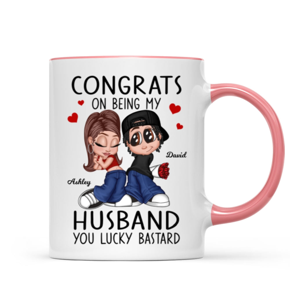 Congrats On Being My Husband You Lucky Bastard, Funny Personalized Mug, Gift For Him