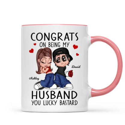 Congrats On Being My Husband You Lucky Bastard, Funny Personalized Mug, Gift For Him