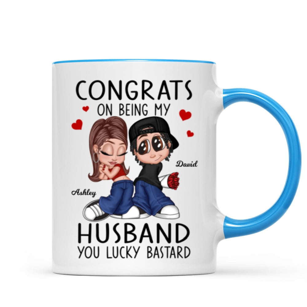 Congrats On Being My Husband You Lucky Bastard, Funny Personalized Mug, Gift For Him