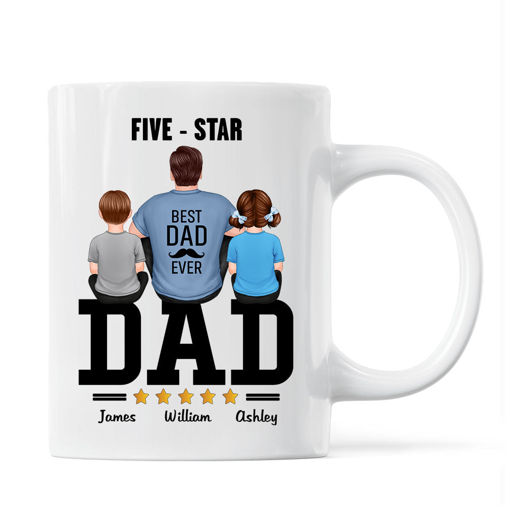 Five - Star Dad Back View Dad And Kids Personalized Mug