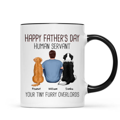 Back View Man And Dog Sitting Happy Father's Day Human Servant Personalized Mug