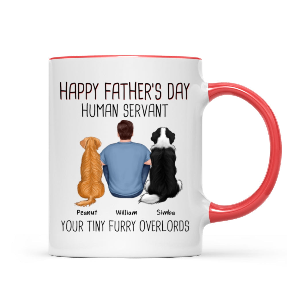 Back View Man And Dog Sitting Happy Father's Day Human Servant Personalized Mug
