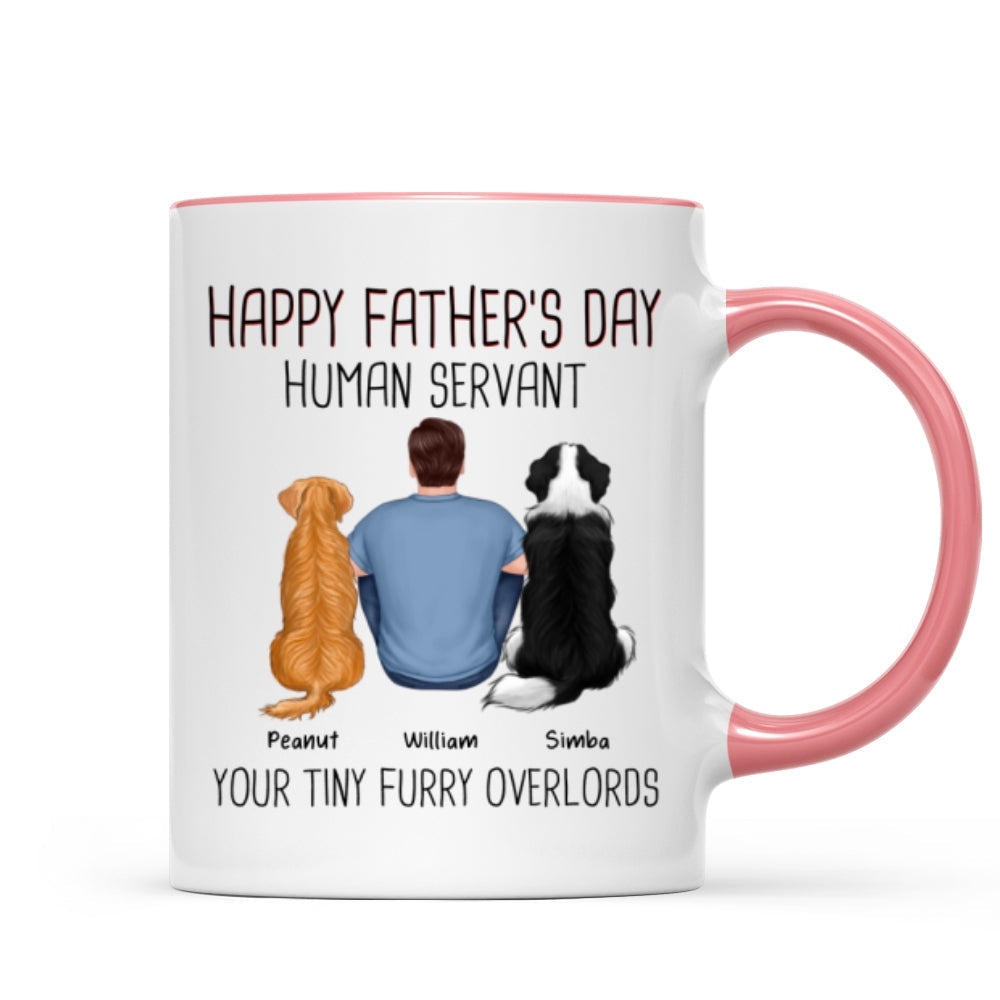 Back View Man And Dog Sitting Happy Father's Day Human Servant Personalized Mug