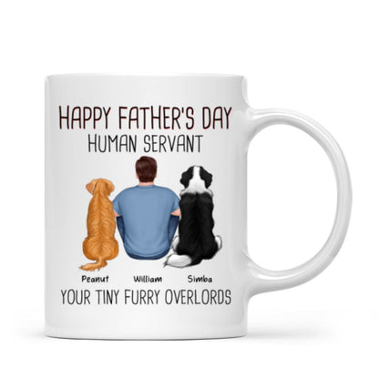 Back View Man And Dog Sitting Happy Father's Day Human Servant Personalized Mug