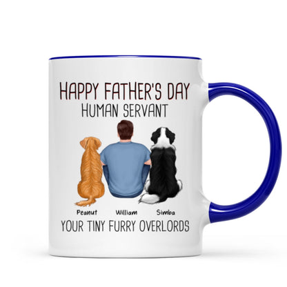 Back View Man And Dog Sitting Happy Father's Day Human Servant Personalized Mug
