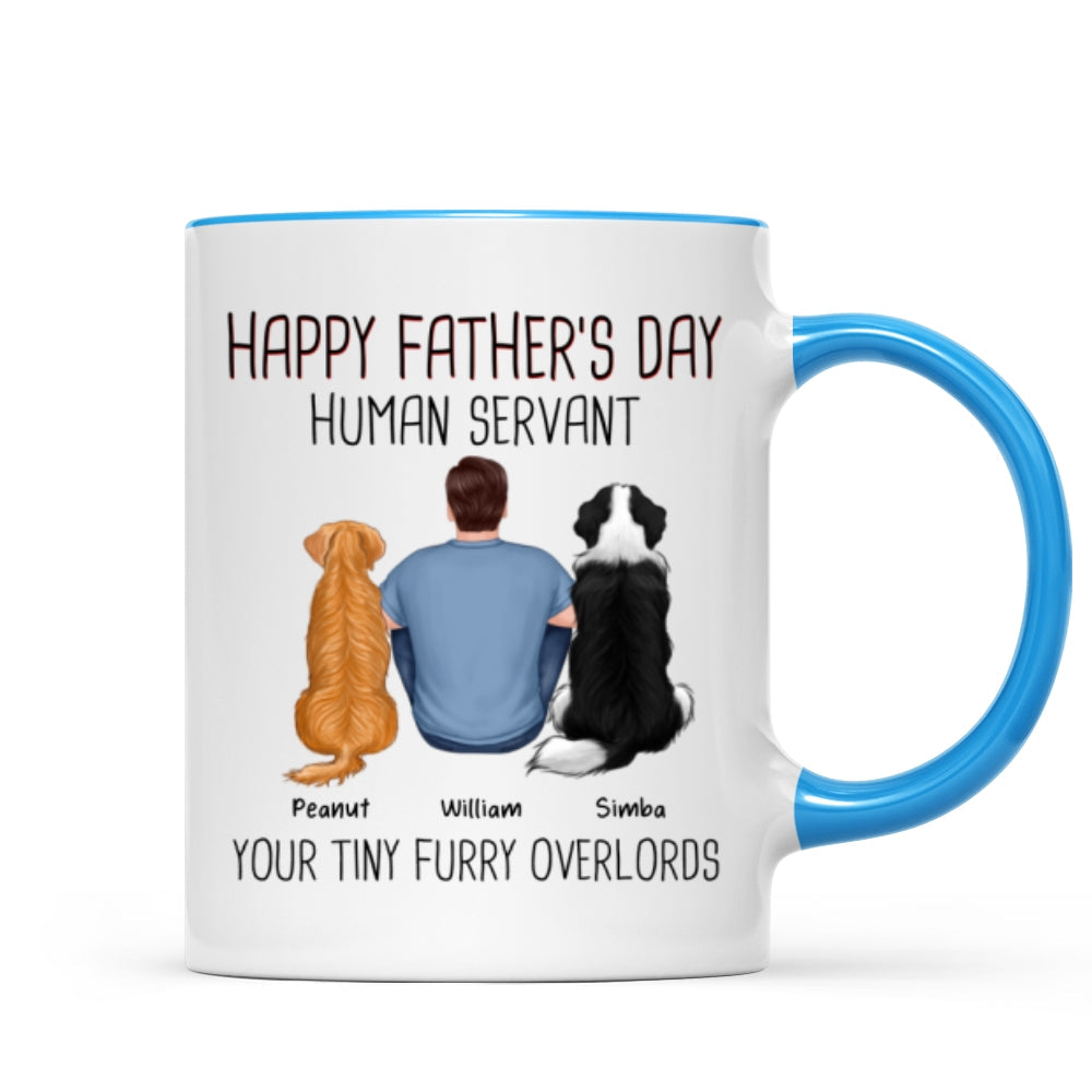Back View Man And Dog Sitting Happy Father's Day Human Servant Personalized Mug