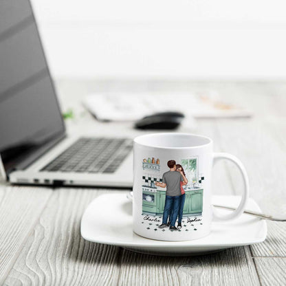 Love Is Two People Dancing In The Kitchen Couple Personalized Mug, Gift For Him, For Her, Boyfriend, Girlfriend, Husband, Wife