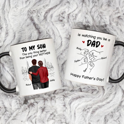 From Mom Dad To Son Watching You Be A Dad Personalized Mug, Gift For Son