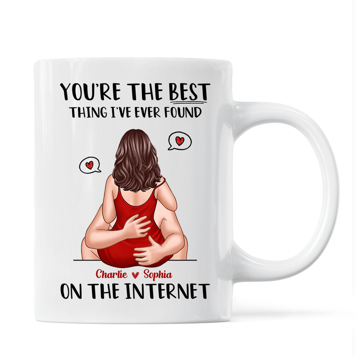 Online Dating Virtual Love Embrace Valentine's Couple Personalized Mug