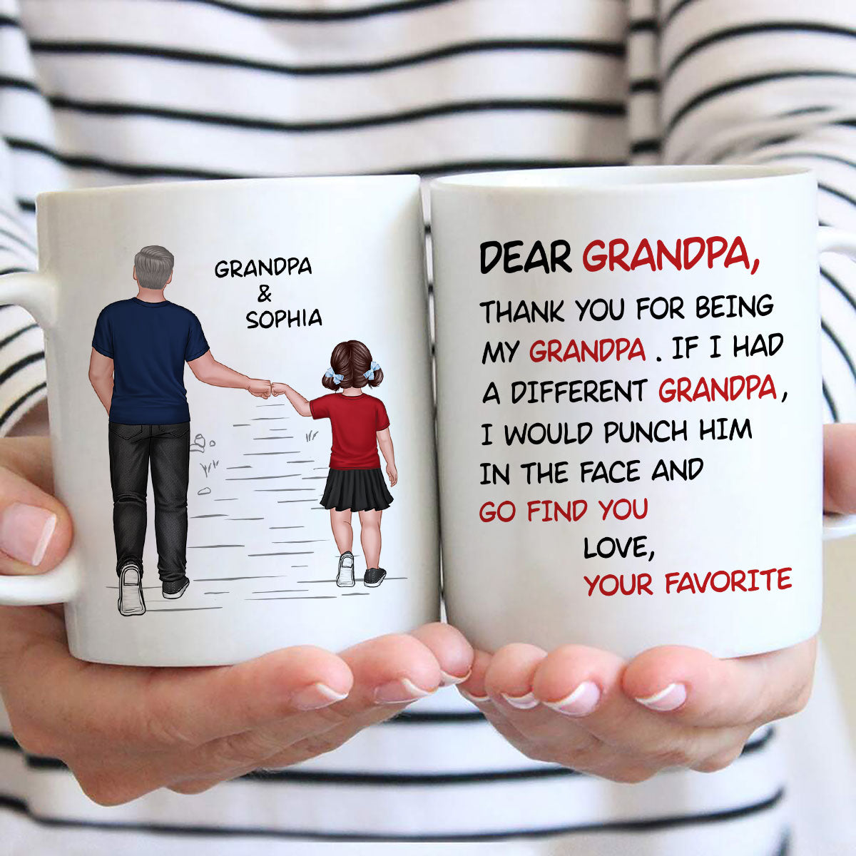 Dear Grandpa Thanks For Being My Grandpa Personalized Mug, Father's Day Gift For Grandpa