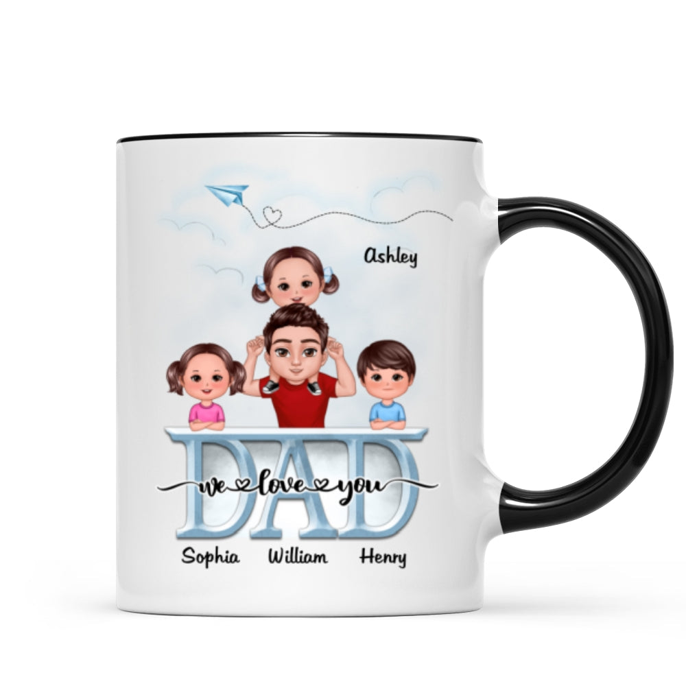 Doll Dad And Kid Piggyback Dad I Love You Personalized Mug