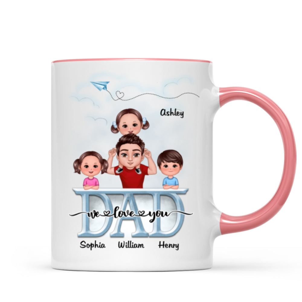 Doll Dad And Kid Piggyback Dad I Love You Personalized Mug