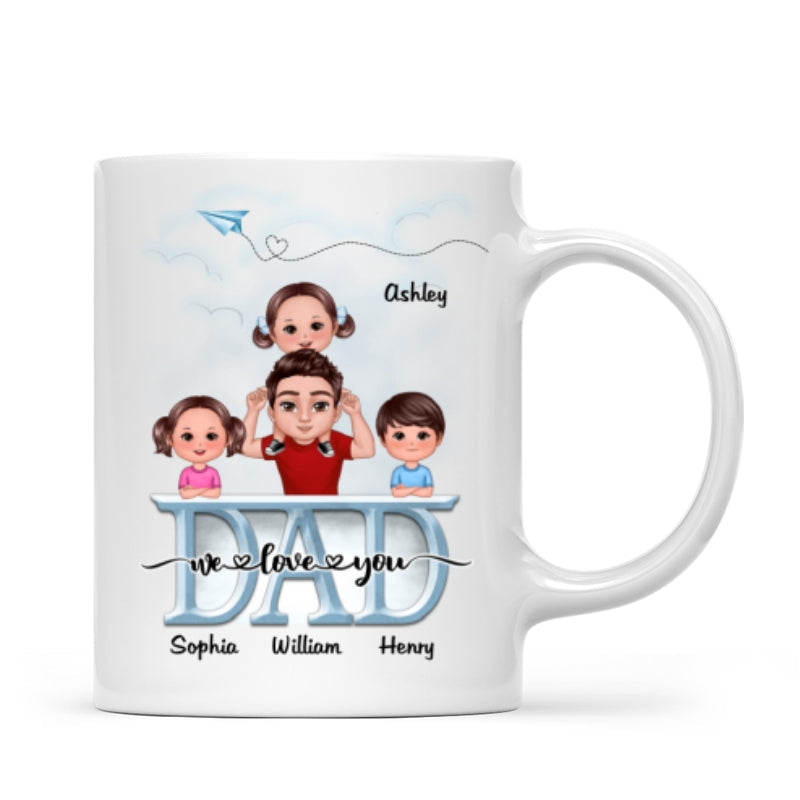 Doll Dad And Kid Piggyback Dad I Love You Personalized Mug