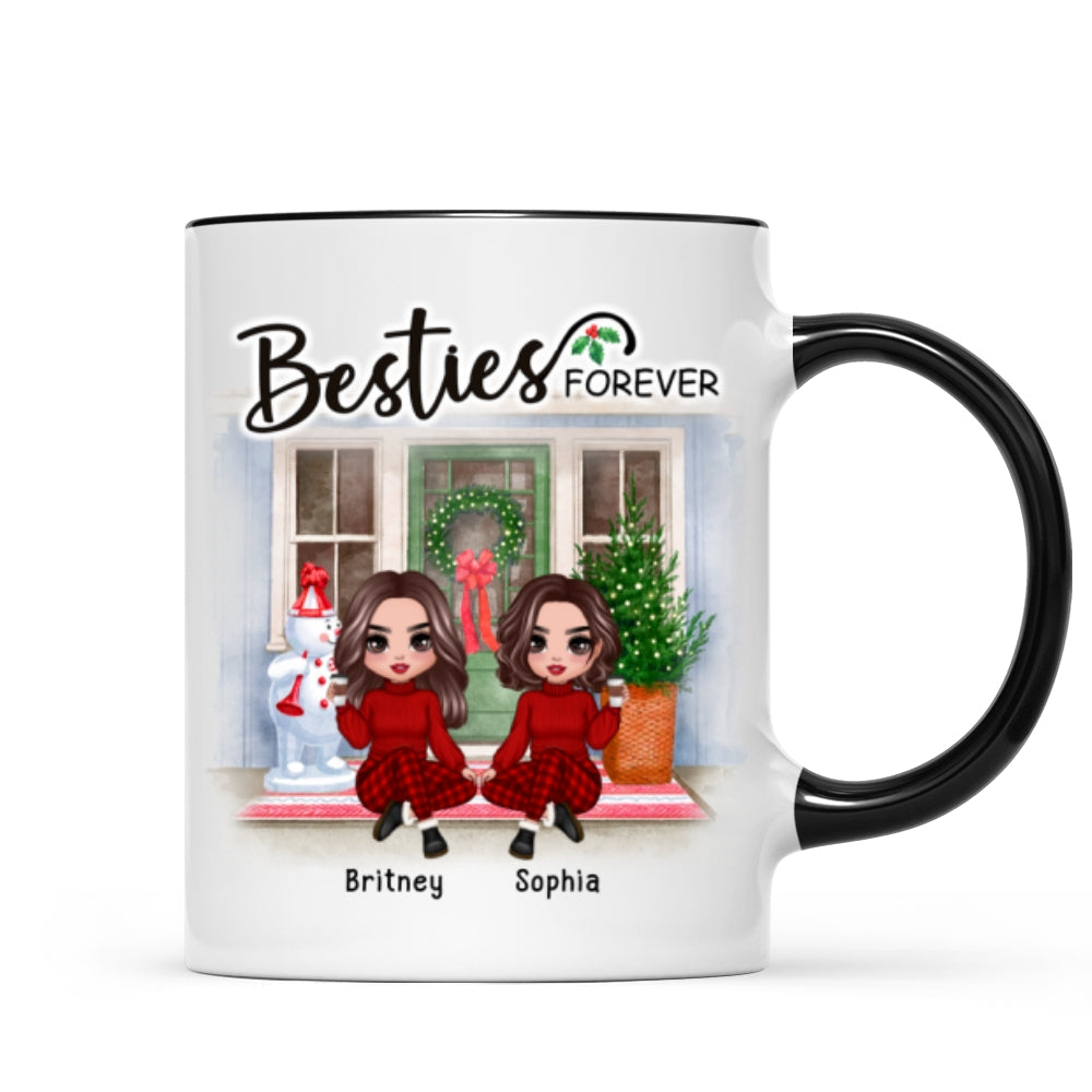 Doll Best Friends Sisters Christmas Front Door Personalized Mug