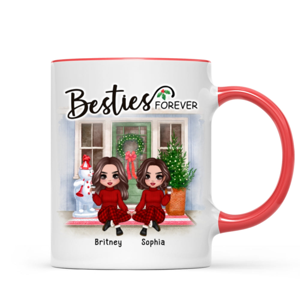 Doll Best Friends Sisters Christmas Front Door Personalized Mug