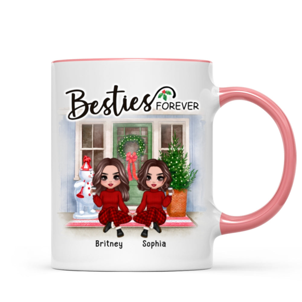 Doll Best Friends Sisters Christmas Front Door Personalized Mug