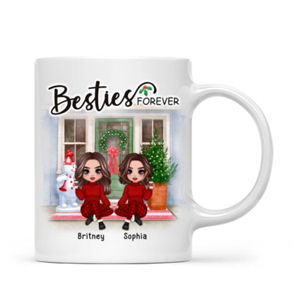 Doll Best Friends Sisters Christmas Front Door Personalized Mug