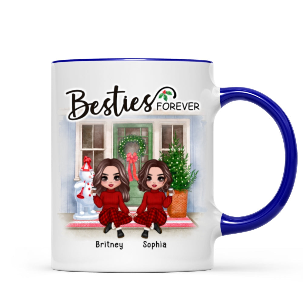 Doll Best Friends Sisters Christmas Front Door Personalized Mug
