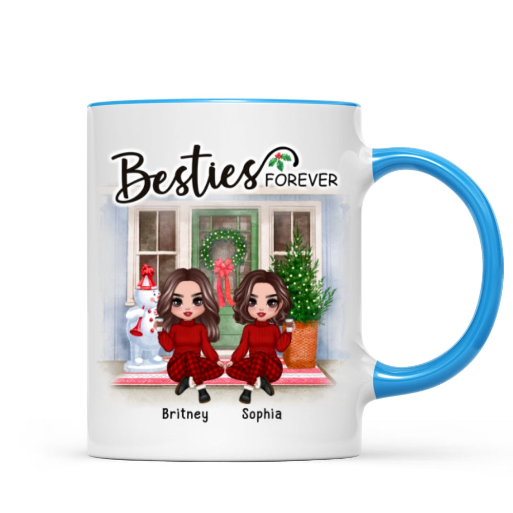 Doll Best Friends Sisters Christmas Front Door Personalized Mug
