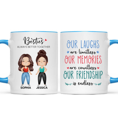Our Laughs Are Limitless Doll Besties Watercolor Personalized Mug