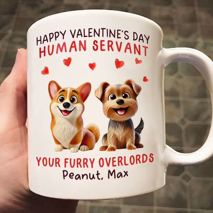 Funny Cartoon Dogs Happy Dog Human Servant Personalized Mug, Funny Gift For Dog Lovers